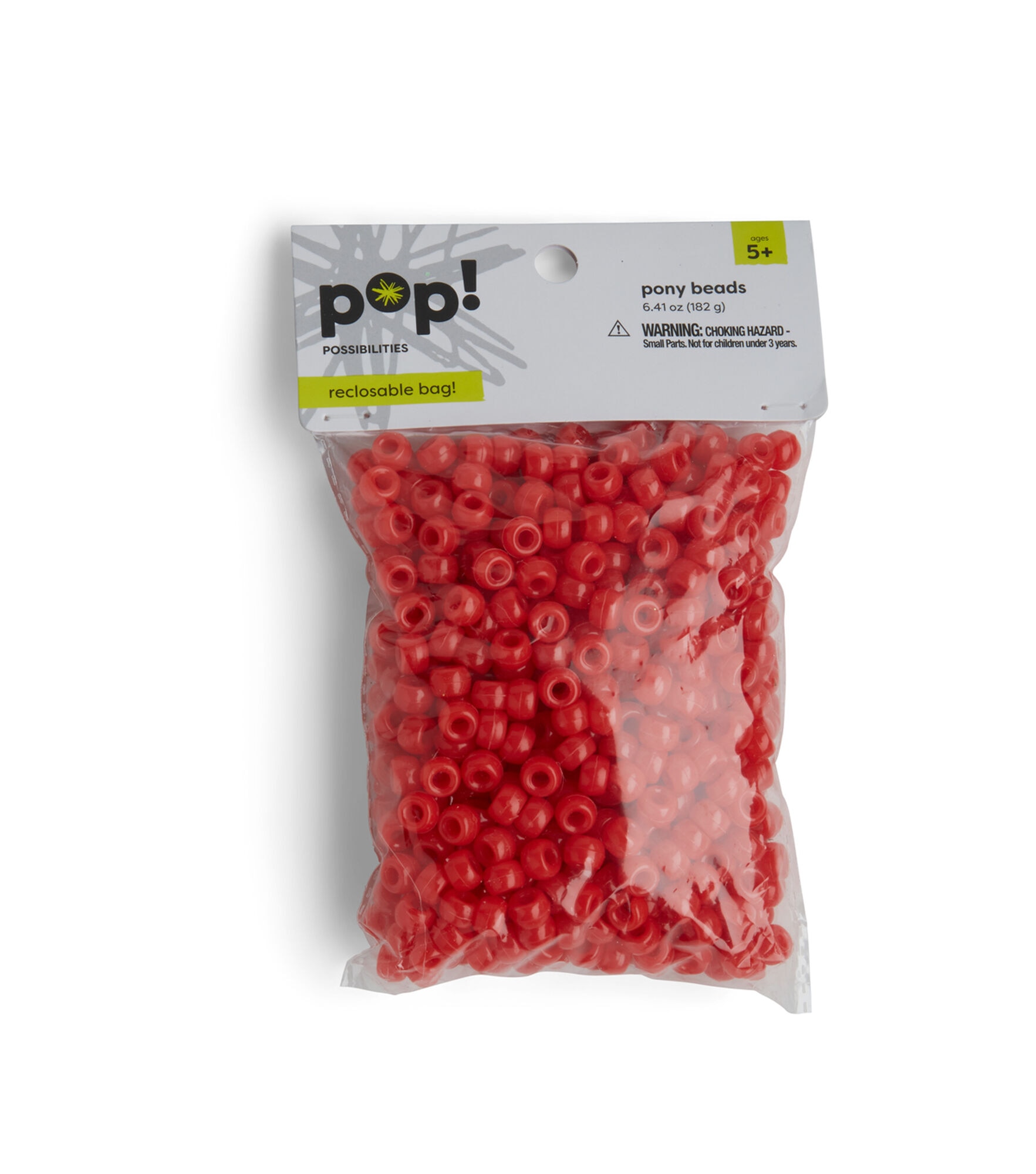 POP! Possibilities 9mm Pony Beads, Bright Red, hi-res