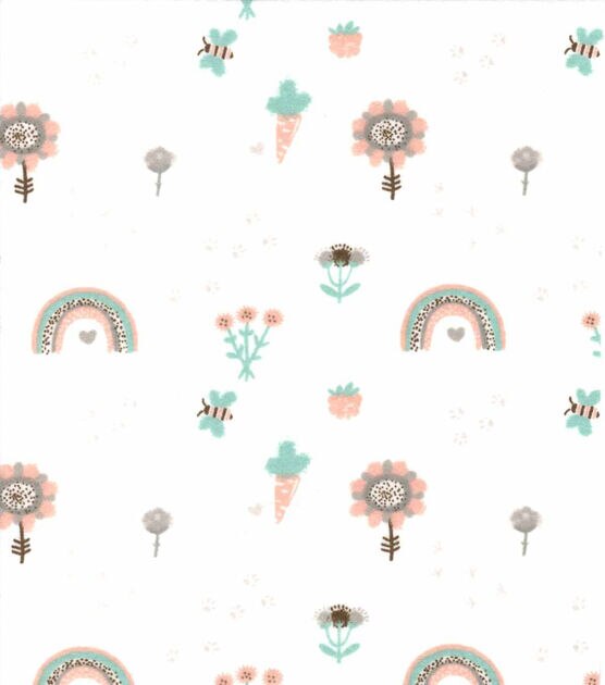 I Love Animals Tiny Rainbow Nursery Flannel Fabric, , hi-res, image 1