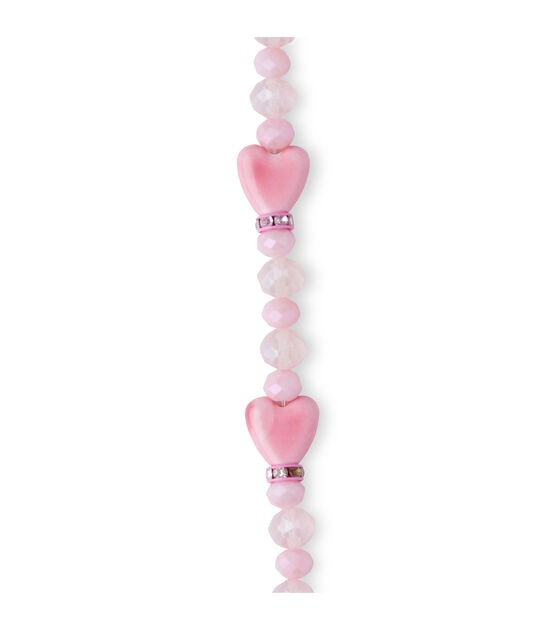 18mm Pink Ceramic Heart Strung Beads by hildie & jo, , hi-res, image 3