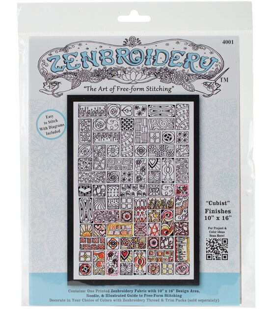 Design Works 10" x 16" Cubist Zenbroidery Stamped Embroidery Kit