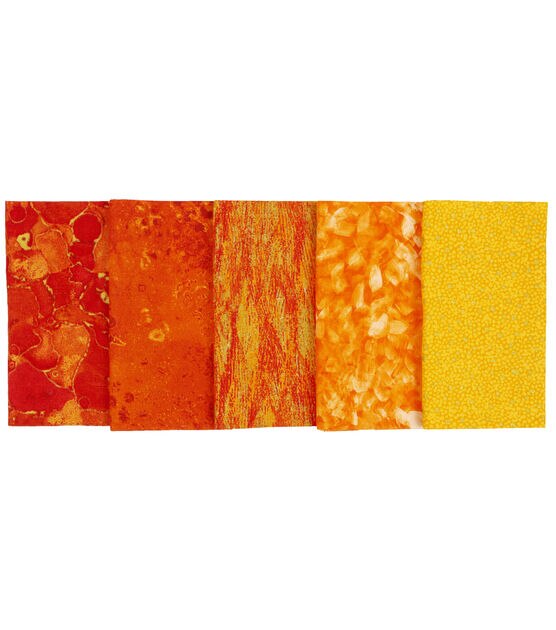 18" x 21" Yellow & Orange Cotton Fabric Quarters 5ct, , hi-res, image 2