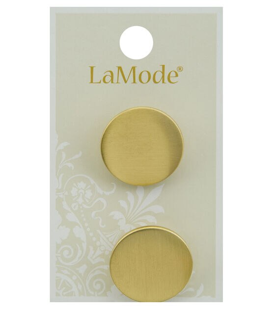 La Mode 7/8" Gold Round Shank Buttons 2pk