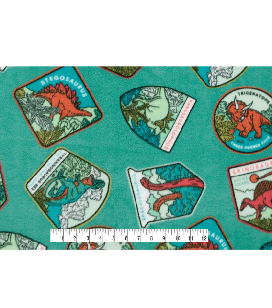 Dinosaur Patches Anti Pill Fleece Fabric, , hi-res, image 4