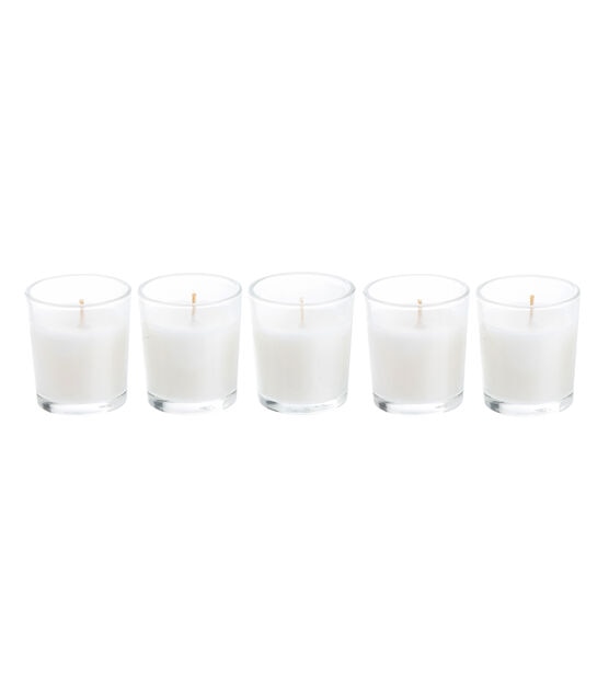 5pk White Unscented Votive Candles With Glass Holders by Hudson 43, , hi-res, image 6