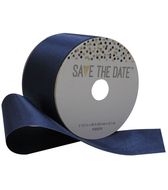 Save the Date 2.5'' X 30' Ribbon Navy Satin