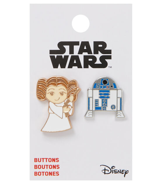 Blumenthal Lansing 2ct Multicolor Star Wars Leia & R2D2 Shank Buttons