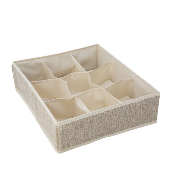 Simplify 14" Faux Jute 9 Compartment Drawer Organizer