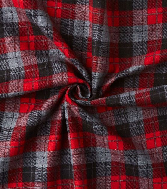 Eddie Bauer Skylar Red & Black Plaid Flannel Prints Fabric, , hi-res, image 4