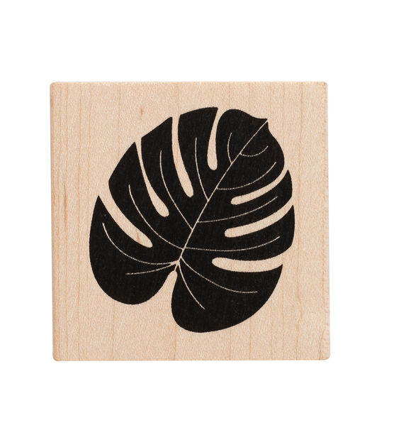 American Crafts Wooden Stamp Tropical Leaf