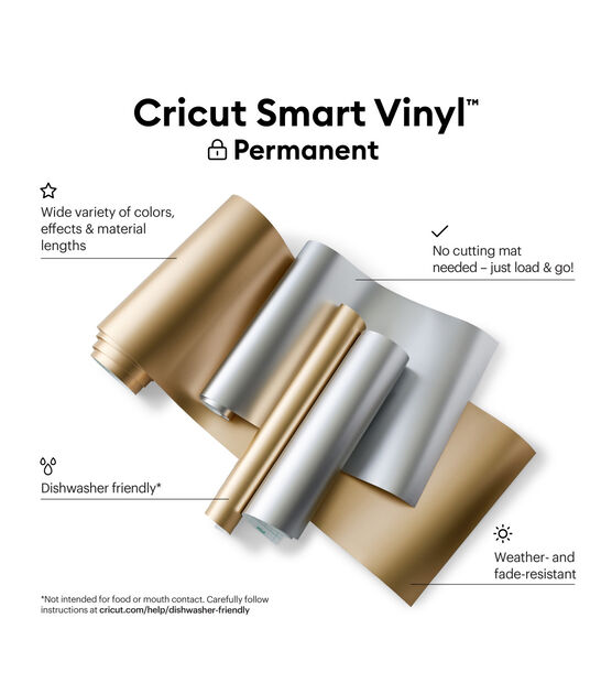 Cricut 13" x 12' Champagne Matte Metallic Permanent Smart Vinyl Roll, , hi-res, image 2