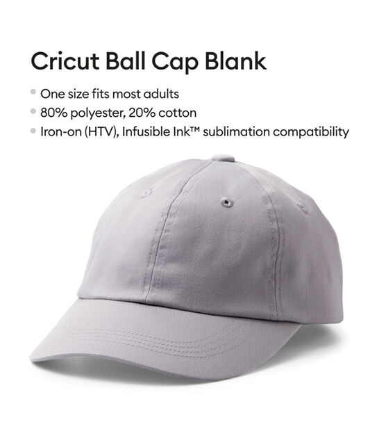 Cricut Gray Ball Cap Hat Blank, , hi-res, image 3