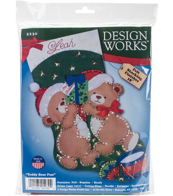 Design Works 18" Teddy Bear Fun Felt Stocking Kit