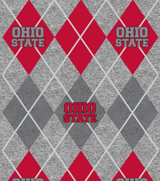 Ohio State University Fleece Fabric Heather Argyle | JOANN