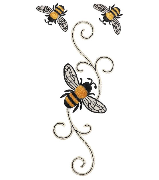 Simplicity 7.5" Multicolor Scroll With Bees Iron On Patch, , hi-res, image 2