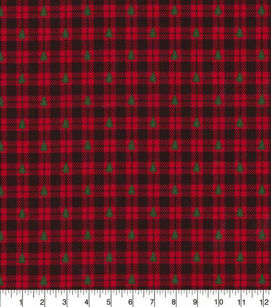 Fabric Traditions Red Plaid & Trees Christmas Cotton Fabric