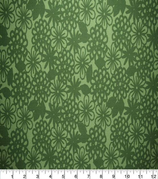 Green Floral Print Quilt Cotton Fabric by Quilter's Showcase, , hi-res, image 2