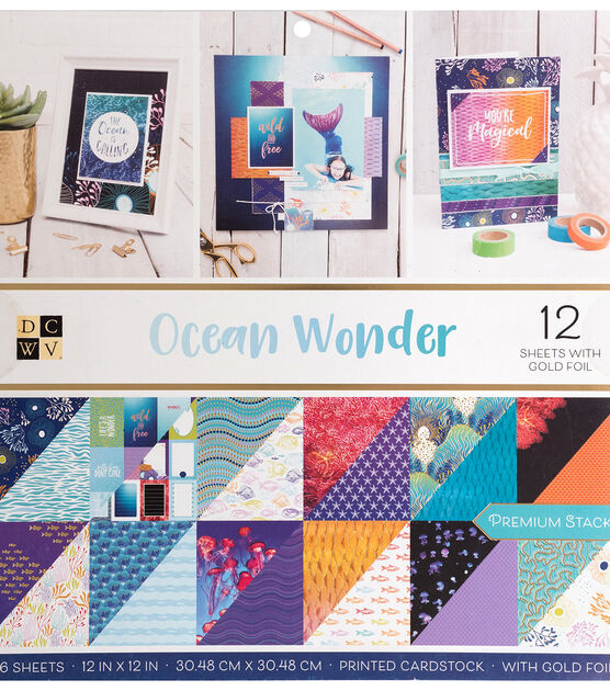 DCWV 36 Sheet 12" x 12" Ocean Wonder Premium Printed Cardstock Pack