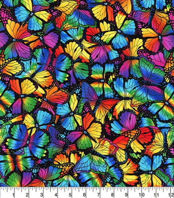 Hi Fashion Super Bright Butterflies Premium Cotton Fabric, , hi-res, image 2