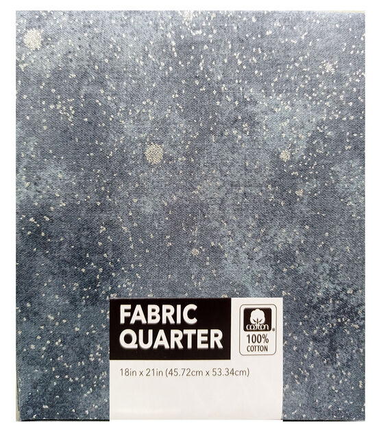 18" x 21" Blue Metallic Cotton Fabric Quarter 1pc by Keepsake Calico