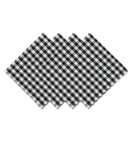 Design Imports Gingham Napkin Set Black & White