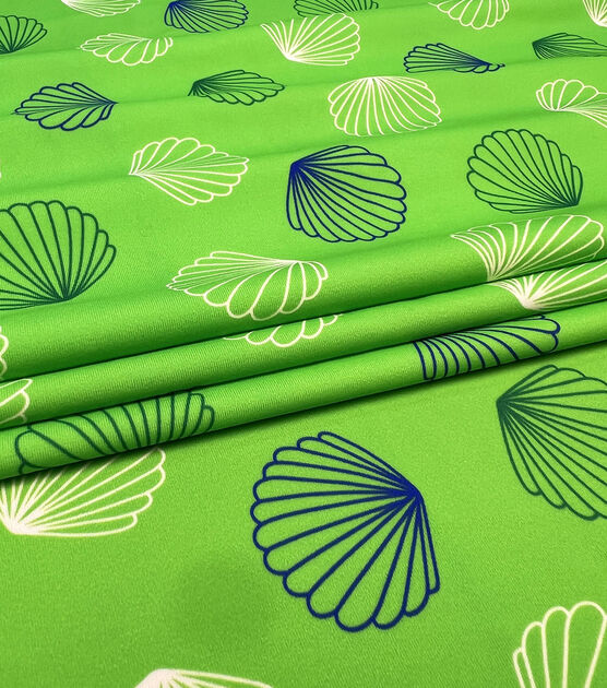 Shells on Lime Green Swim Fabric by POP!, , hi-res, image 4