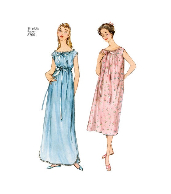 Simplicity S8799 Size XS to XL Misses Vintage Nightgowns Sewing Pattern, , hi-res, image 5