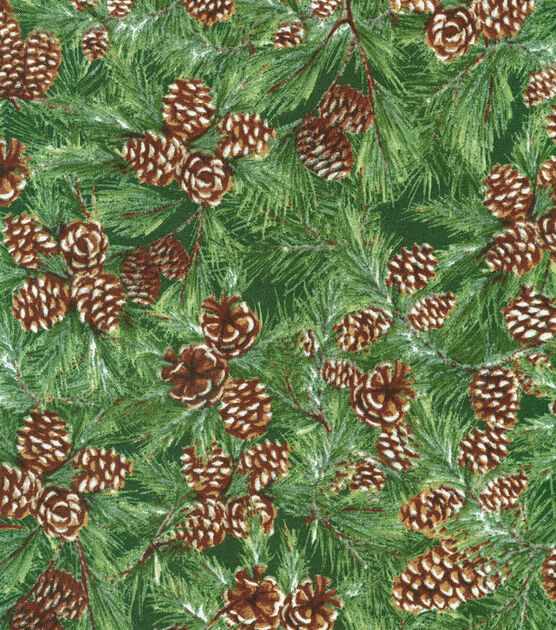 Robert Kaufman Watercolor Pinecone Christmas Cotton Fabric