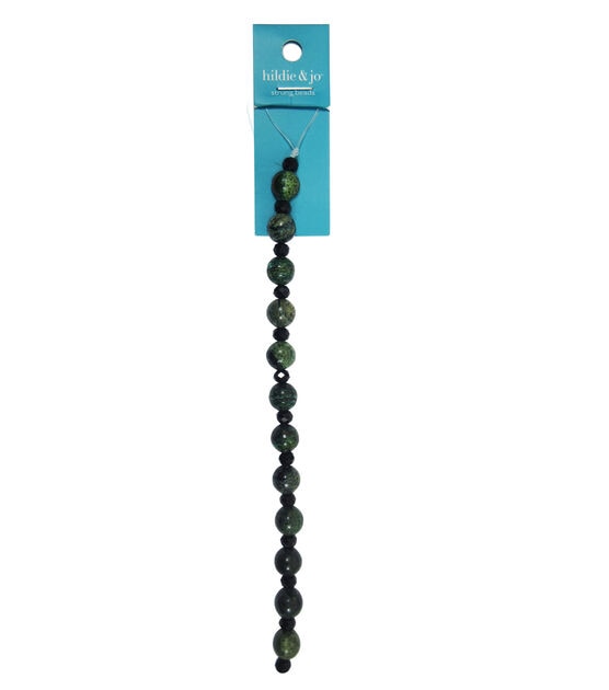 10mm Green & Black Round Strung Beads by hildie & jo