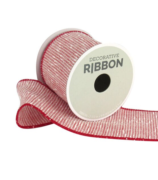 Save the Date Textured Ribbon 2.5''x9' Red & White