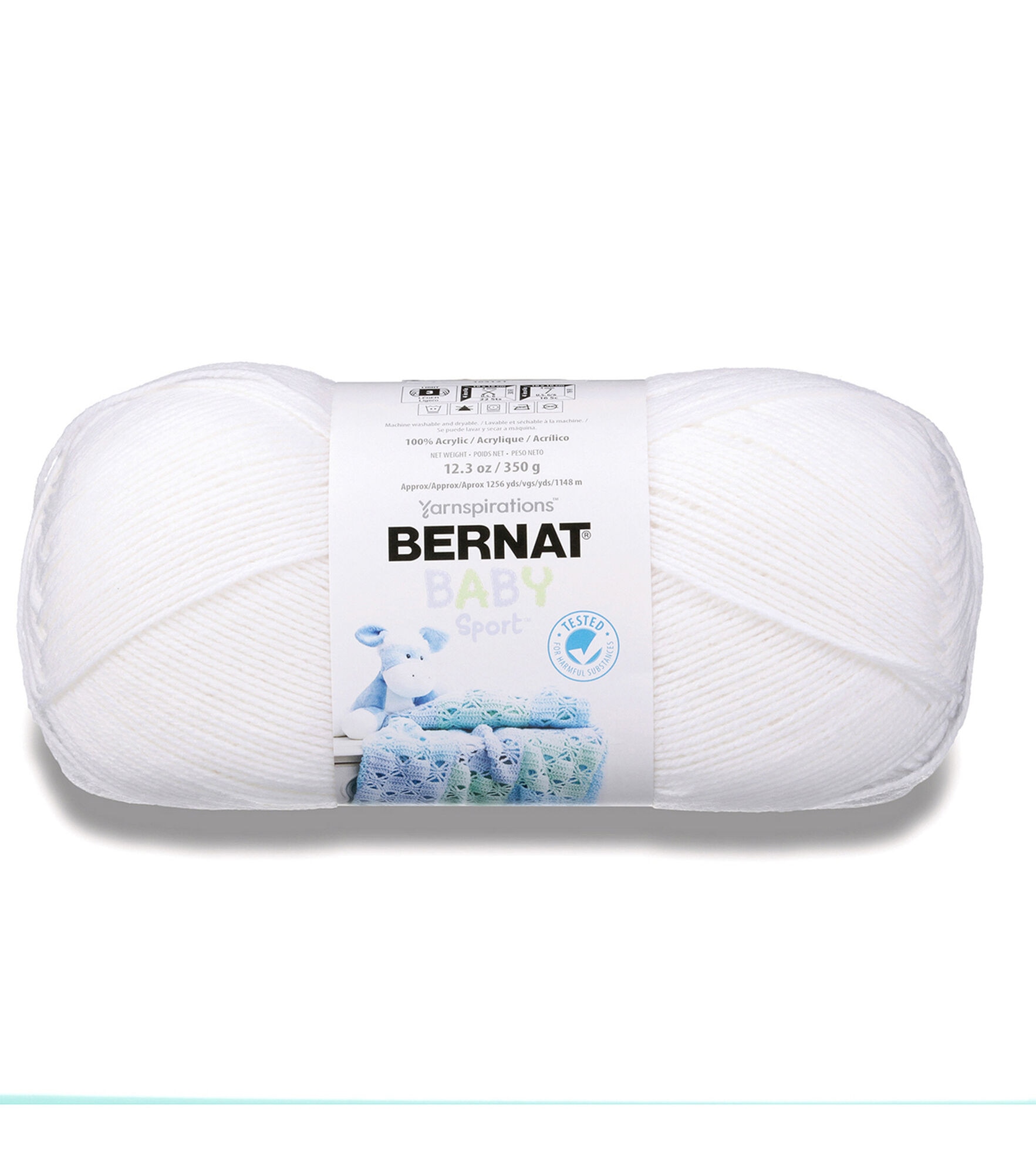 Bernat Baby Big Ball Sport Light Weight Acrylic Yarn, White, hi-res