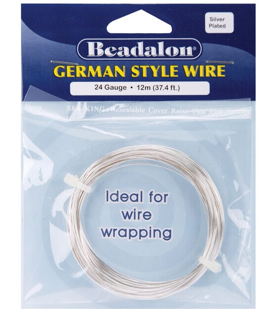 Beadalon German Style Round Wire 24 Gauge 37.4 Feet Pkg Silver