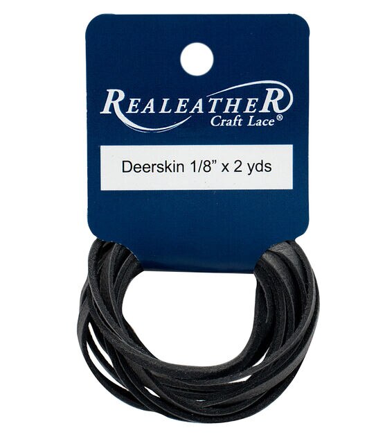 Realeather Deerskin Leather Craft Lace 0.13''x2yds Charcoal