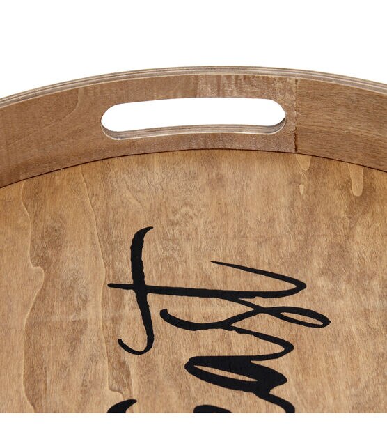 Elegant Designs 13.75" Round Wood Serving Tray w/ Handles, "Feast", , hi-res, image 5