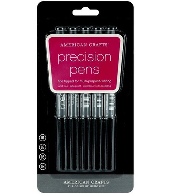 American Crafts Precision Pen 5-Pack.05 Point, Multi Color