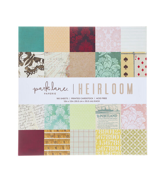 180 Sheet 12" x 12" Heirloom Cardstock Paper Pack by Park Lane