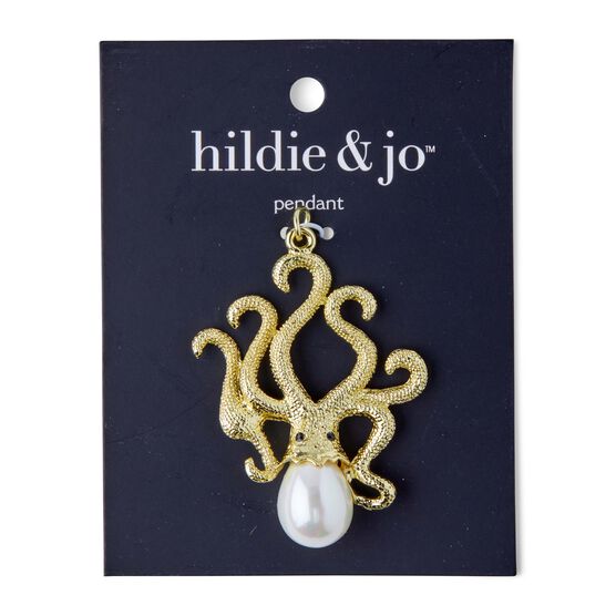 Gold Octopus Pendant With Pearl by hildie & jo
