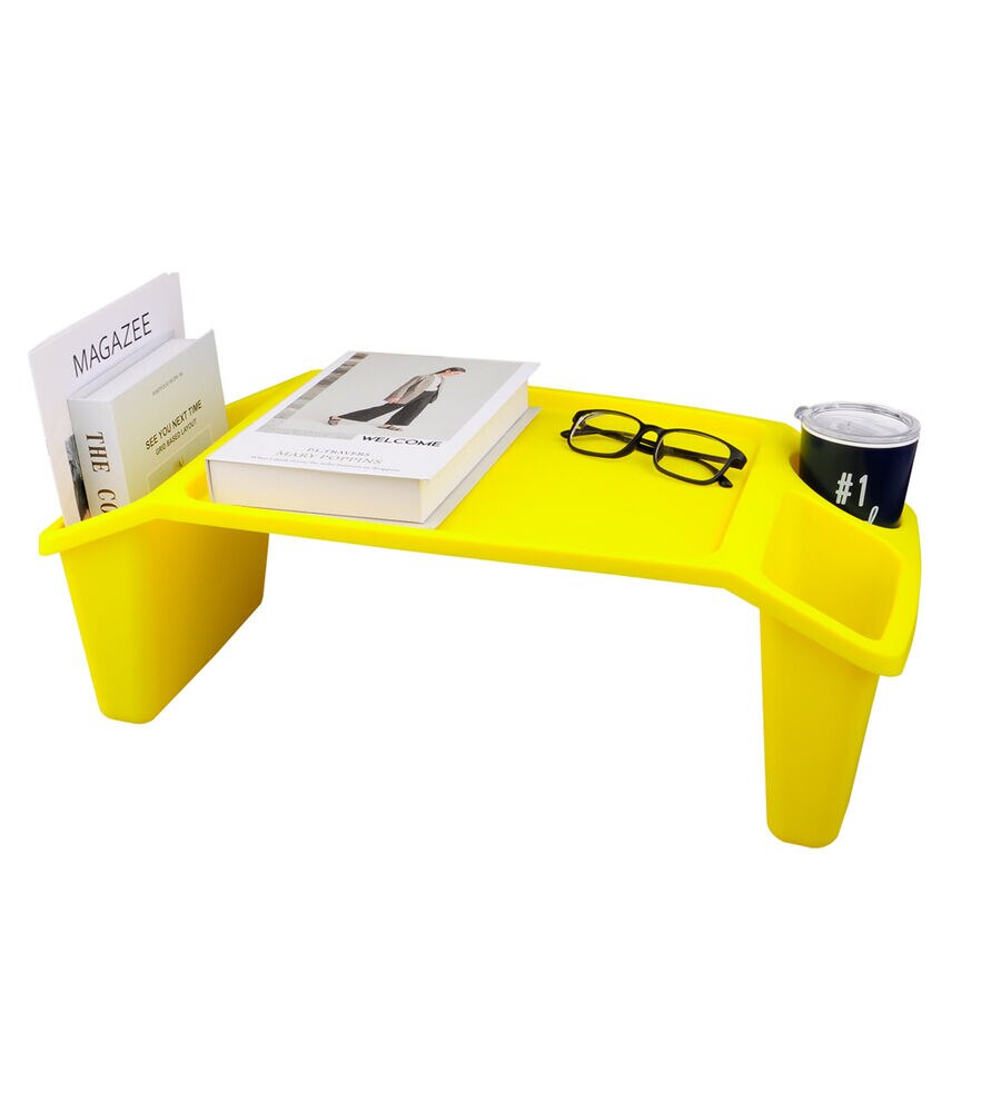 23" x 8" Plastic Lap Desk With 3 Compartments 693g by Top Notch, Yellow, swatch, image 4