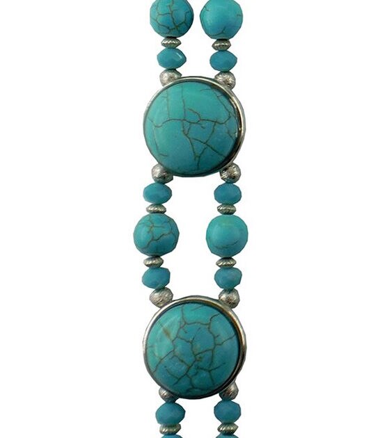 7" Turquoise & Silver Crystal Bead Strand by hildie & jo, , hi-res, image 2