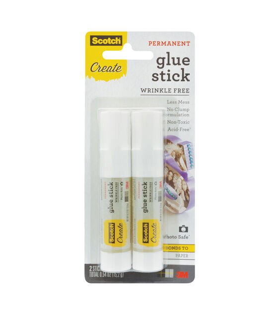 Scotch Create Wrinkle Free 2 pk Permanent Glue Sticks Clear