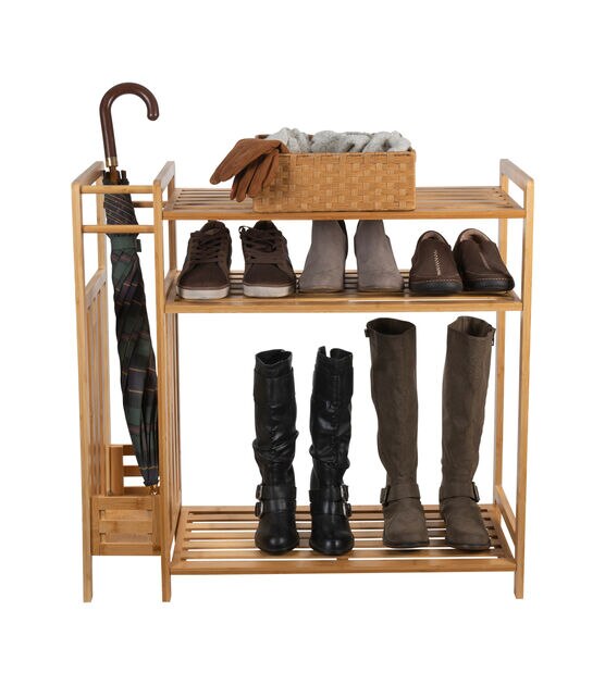 Organize It All 31.5" Bamboo Shoe Rack With Umbrella Stand, , hi-res, image 2