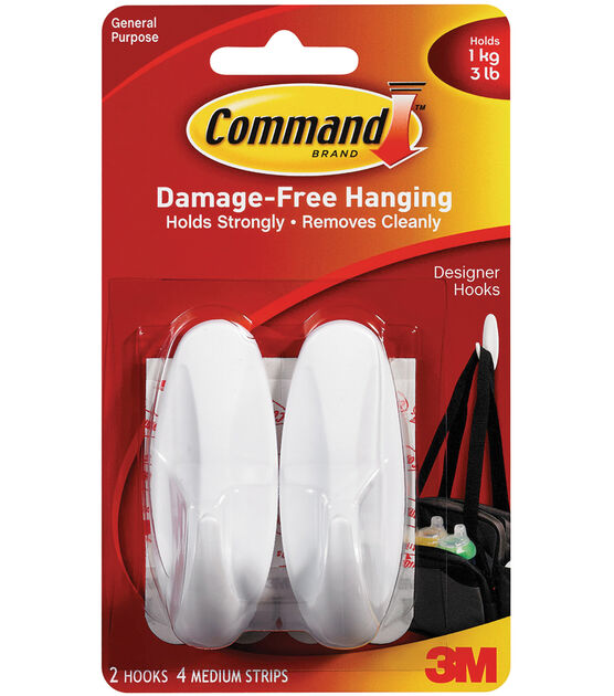Command 6ct White Medium Hooks & Adhesive Strips