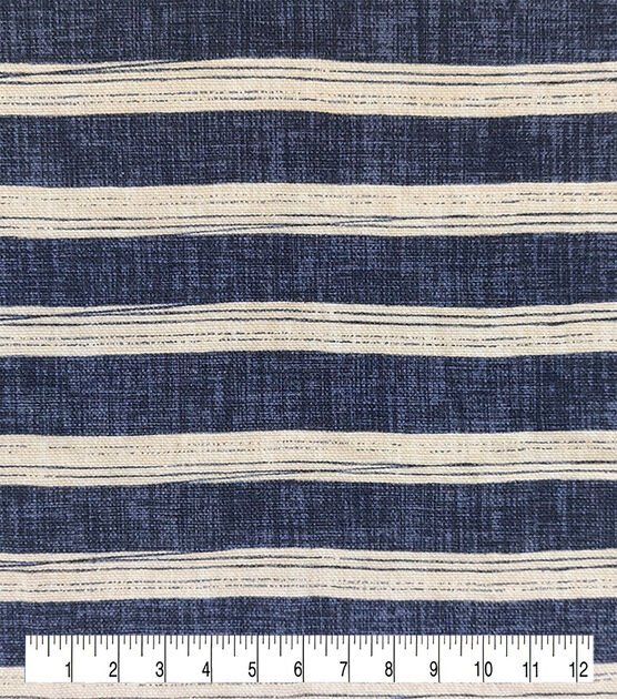 Stripe Navy Cotton Canvas Fabric, , hi-res, image 3