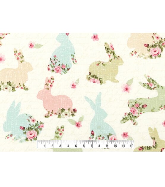 Bunnies with Roses On Words Easter Cotton Fabric, , hi-res, image 4