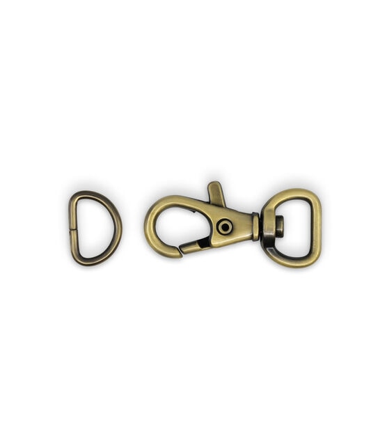 Dritz 1/2" Small Swivel Hook & D-Ring, Antique Brass, , hi-res, image 4