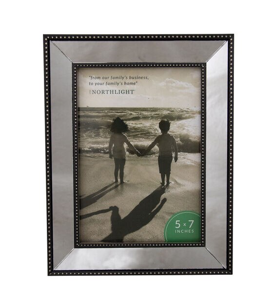 Northlight 5" x 7" Black & Silver Glass Mirror Picture Frame