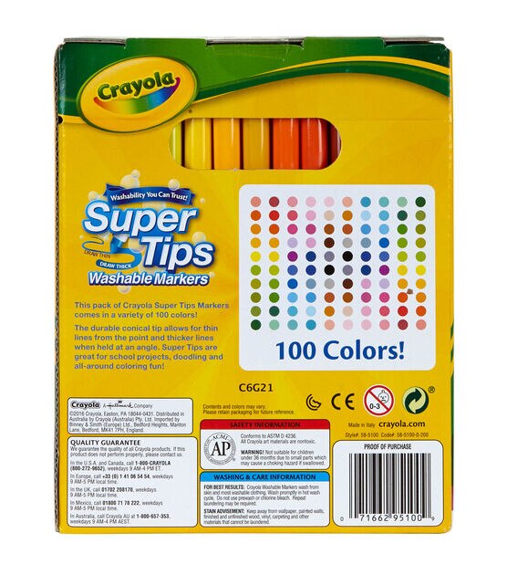 Crayola Super Tips Washable Markers 100 Count, 1 - Fry's Food Stores