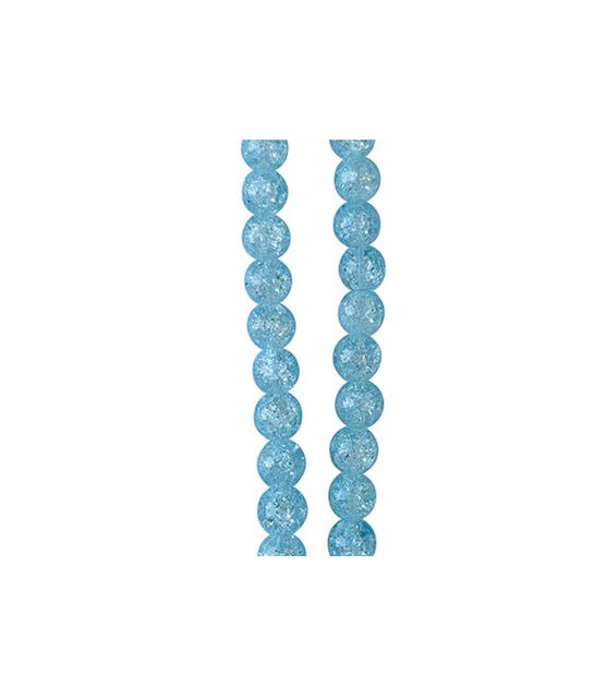 7" x 10mm Light Blue Crackled Glass Strung Beads 2pk by hildie & jo, , hi-res, image 2