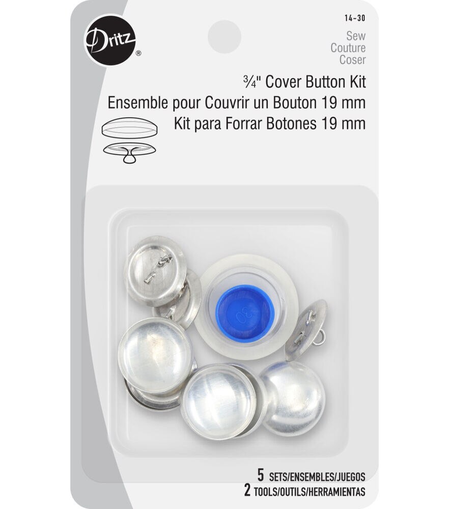 Dritz 14-36 Cover Button Kit with Tools, Size 36 - 7/8-Inch, 4-Piece