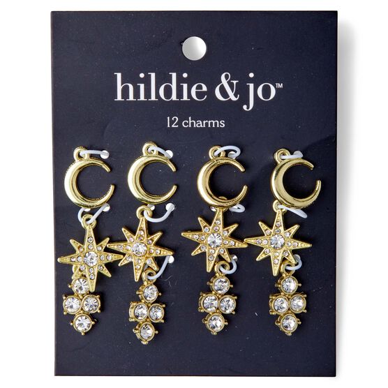 12ct Gold Moon & Star Crystal Charms by hildie & jo