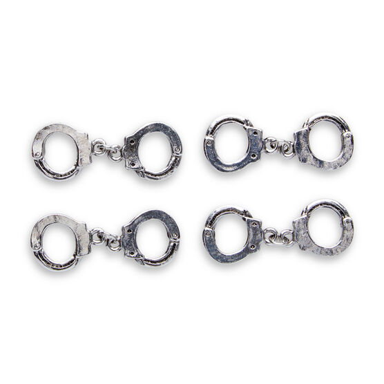 4pk Antique Silver Handcuff Metal Charms by hildie & jo, , hi-res, image 2